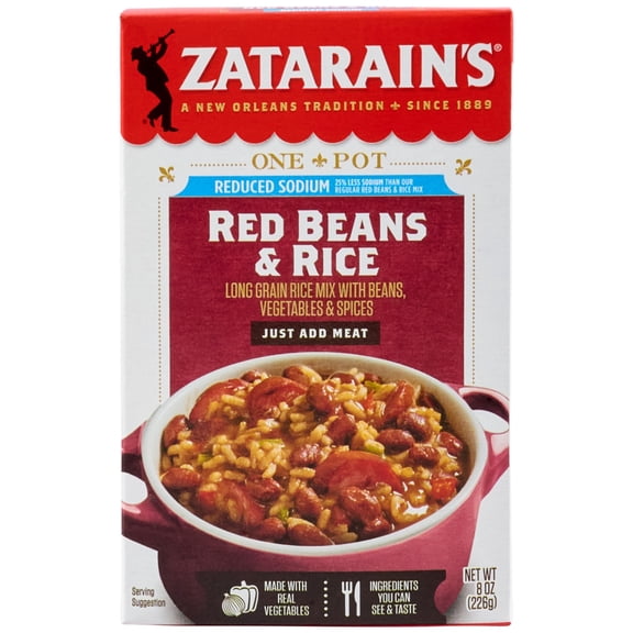Zatarain's Reduced Sodium Red Beans & Rice Mix, 8.0 oz Box