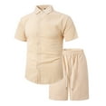 thumbnail image 3 of Tiweut Mens Outfits Sets Summer Sports Comfortable Short Sleeve Lapel Button Down Shirts Shorts Two Piece Suit for Man Khaki,XL, 3 of 9