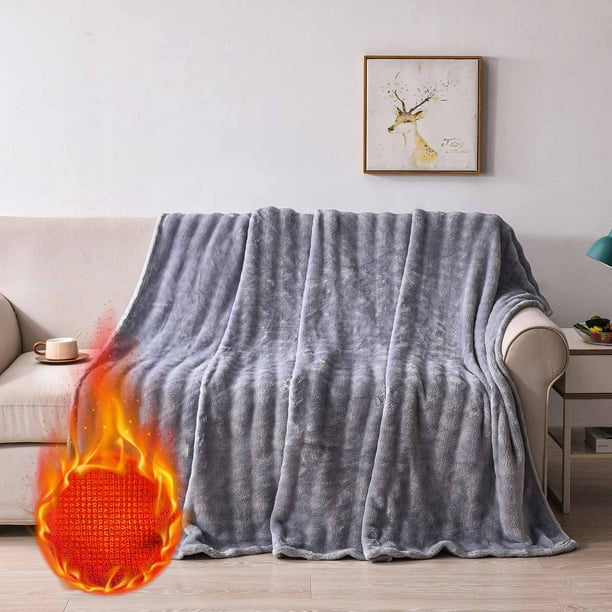 Manta para sofá, manta de franela de color liso con pelo de conejo, manta para siesta, manta pesada para sofá, manta de terciopelo.