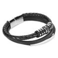 thumbnail image 2 of Pulsera trenzada de PU de acero inoxidable, pulsera de cuero PU trenzado negro para hombre, pulsera para hombre, experiencia incomparable, 2 of 9