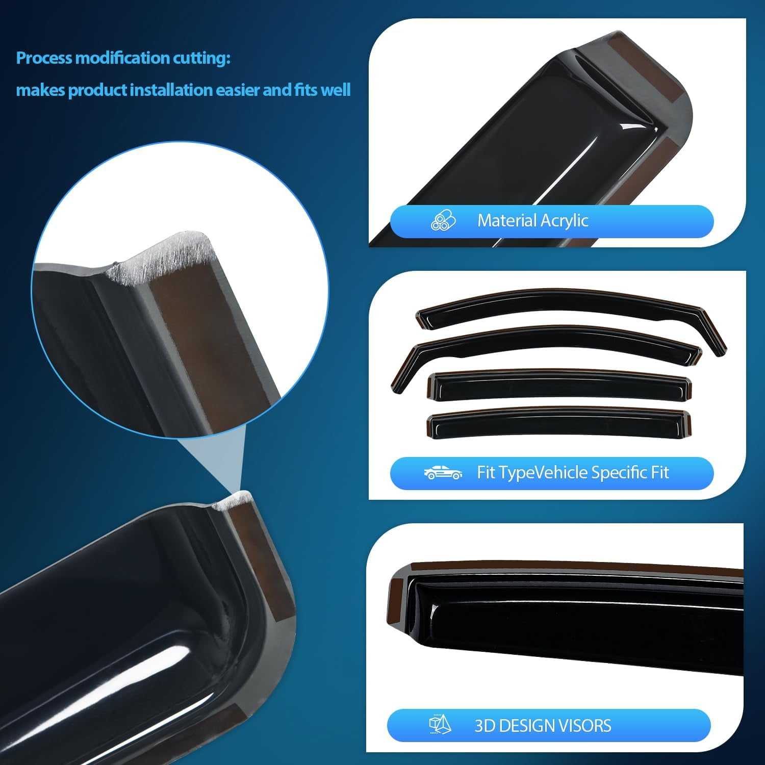 Nilight In-Channel Window Deflectors for Toyota Venza 2021-2025, Vent Window Visors Rain Guards, 4PCS