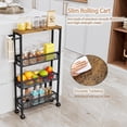 thumbnail image 2 of Seamika 4-Tier Slim Rolling Cart with Wooden Tabletop,Mobile Metal Utility Storage Cart,Slide Out Narrow Cart for Tight Spaces on Bathroom Kitchen Laundry Room Bedroom Apartments Dormitory,Black, 2 of 8