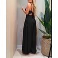 thumbnail image 6 of ChicMe Jumpsuits for Women Spaghetti Strap Sleeveless Cut-Out Waist Backless Tie-Back Ruched Wide Leg Vacation Summer Womens Rompers Black-M, 6 of 9