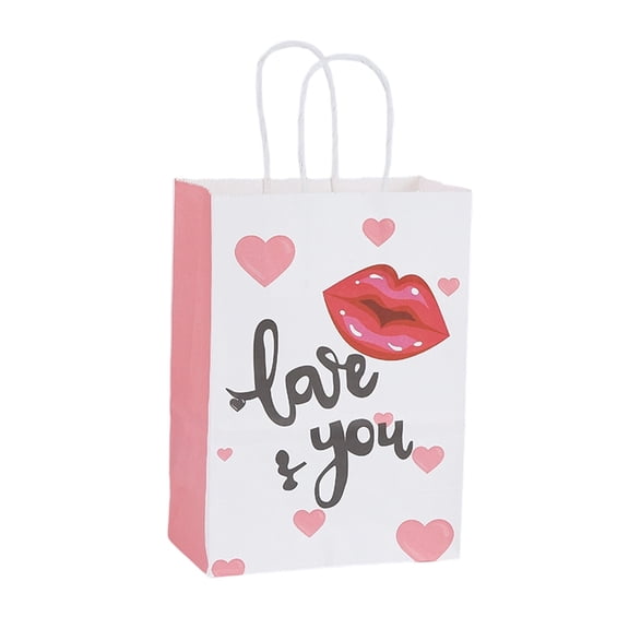Cute Cartoon Kraft Paper Bag, Valentine's Day Gift Bag, I LOVE YOU Bear Design, Eco-Friendly Shopping Packaging Handbag