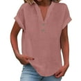 thumbnail image 3 of Womens Summer Tops Women's Fashion Casual V Neck Down Short Sleeve Top T Shirts for Women, 3 of 6