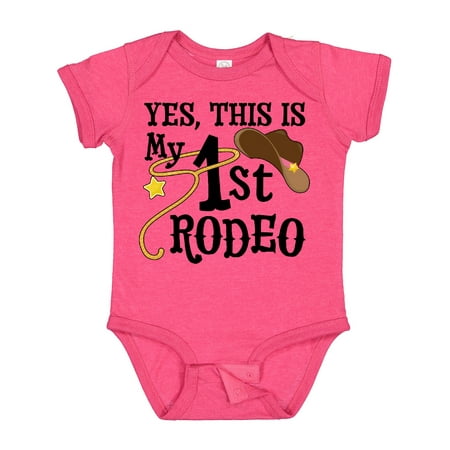 

Inktastic Yes This is My 1st Rodeo- Cowboy Hat with Pink Band Lasso Gift Baby Girl Bodysuit