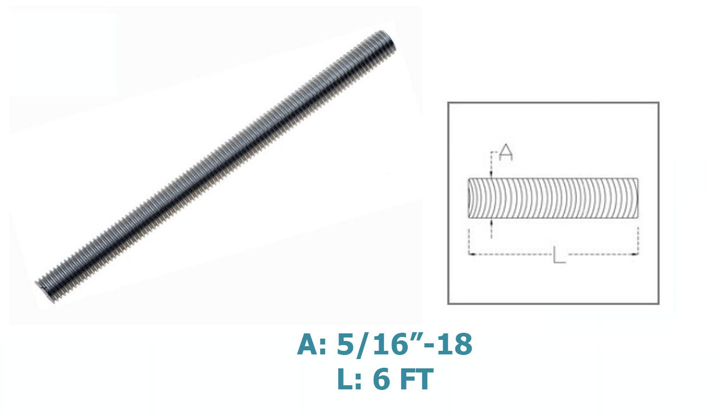 Stainless Steel 5/16"-20 Fully Threaded Rod, 6 Ft. Long