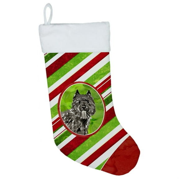 Bouvier des Flandres Christmas Candy Stripe Christmas Stocking