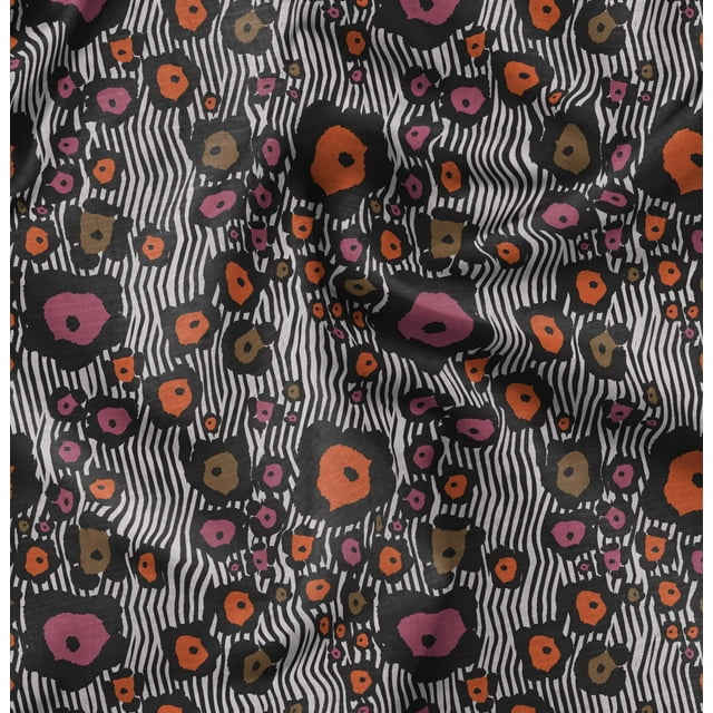 Soimoi Gray Poly Georgette Fabric Wild Animal Skin Print Fabric by The Yard 42 Inch Wide