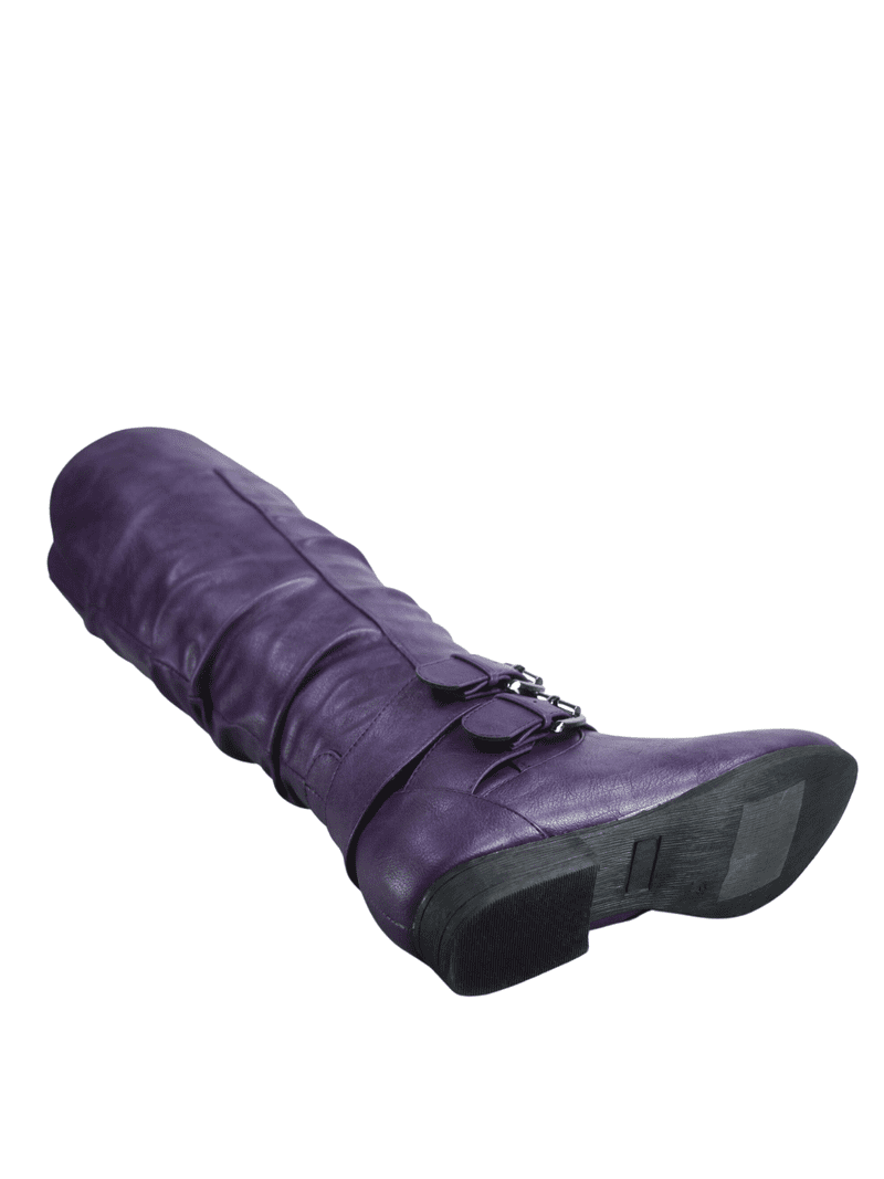 Women's Zipper Knee High Riding Boots Casual Flat Low Heel