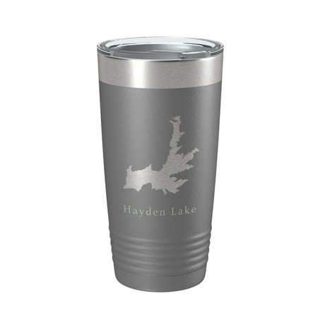 

Hayden Lake Map Tumbler Travel Mug Insulated Laser Engraved Coffee Cup Idaho 20 oz Dark Gray
