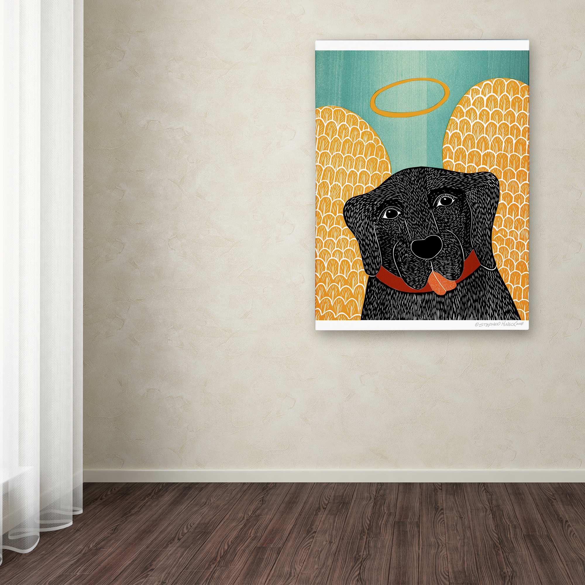 Stephen Huneck 'Angel Dog Black' Canvas Art