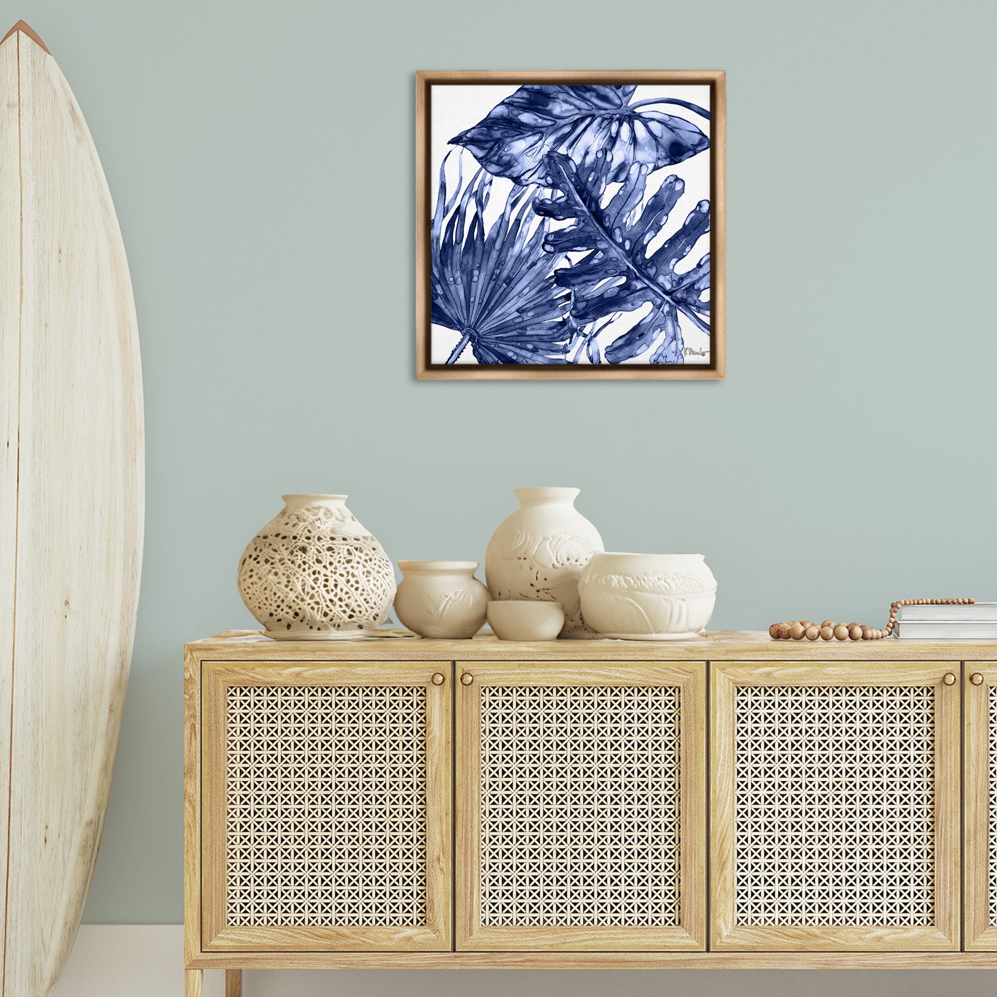 Stupell Industries Hued Palm Fronds Botanical & Floral Painting Brown Floater Framed Canvas Art Print Wall Art, 25 x 25
