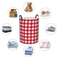 thumbnail image 6 of Balery Red Checkboard Round Laundry Basket with Handles Waterproof Freestanding Laundry Hamper for Clothes Toys in the Dorm and Family-Small, 6 of 8