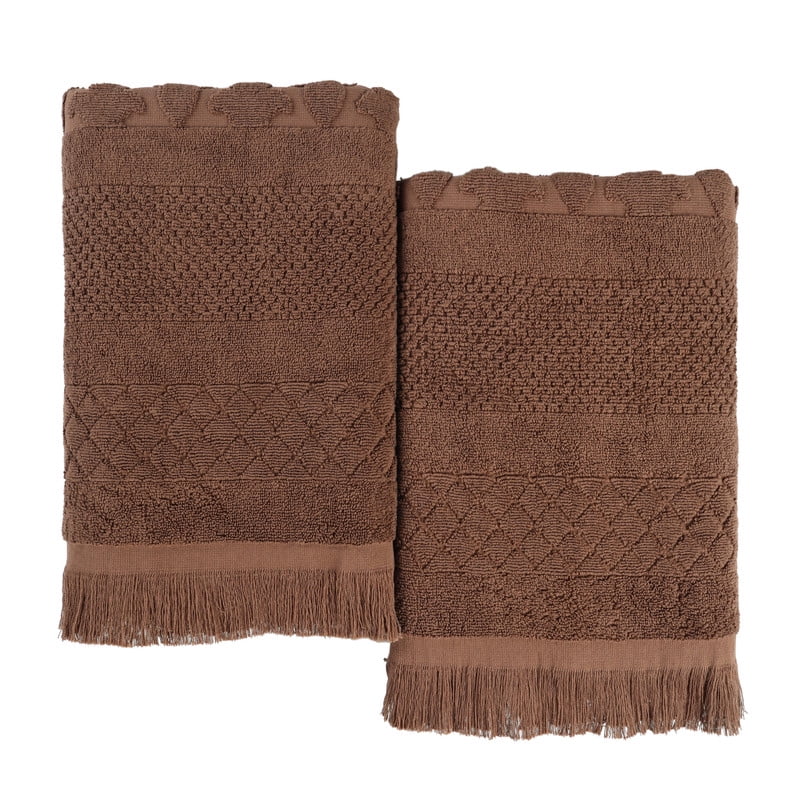 Superior Rolla Geometric Cotton 2 Piece Bath Sheet Set, Quick-Dry Ultra Soft Towels, Chocolate