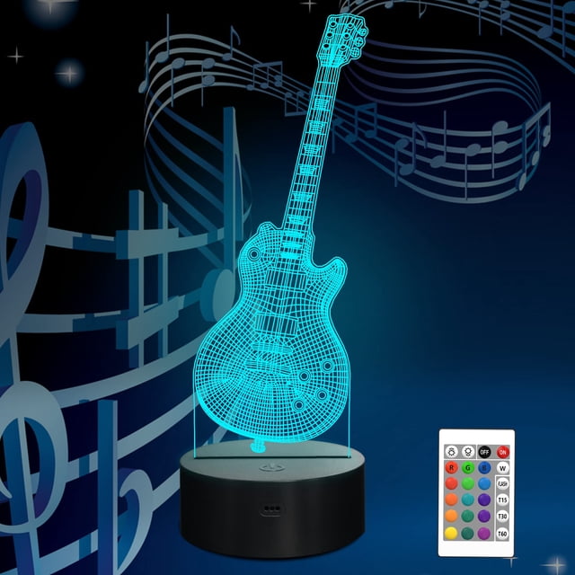 Lámpara de guitarra eléctrica Attivolife con luz nocturna 3D y mando a distancia