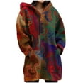 thumbnail image 2 of Craaazy Long Knit Button Hoodie for Women Long Sleeved with Pockets Fall Winter Watercolor Dahlia Design Printed Hooded Cardigan Womens Shirts, 2 of 5