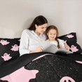 thumbnail image 4 of Homewish Pink Ghost Full Size Bedding Sets for Kids, Sparkle Halloween Galaxy Stars Full Size Bed in a Bag, Black Reversible, 7 Pieces, 4 of 7