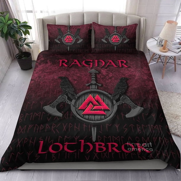 Juego de Cama Vikingo Ragnar Lothbrok Ragnar Lodbrok Guerrero Vikingo Versión Roja