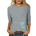 thumbnail image 2 of Juslio Women Shirts Crew Neck 3/4 Sleeve Tees Print Graphic Blouses Plus Size Loose Casual, 2 of 4