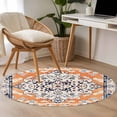 thumbnail image 5 of Orange Boho Large Area Rugs for Bedroom Living Room, Soft Non Slip Carpet Bedside Rug, Vintage Ethnic Tribe Abstract Art Round Floor Cover Kitchen Accent Rug 4' for Dining Room/Office, 5 of 9