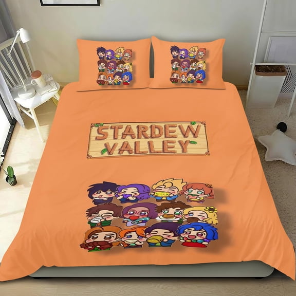Stardew Valley Themed Bed Sheet Set Three Piece Set 53x79 Inches Comfortable And Skin Friendly Unique Design Creating A Star Studded Night