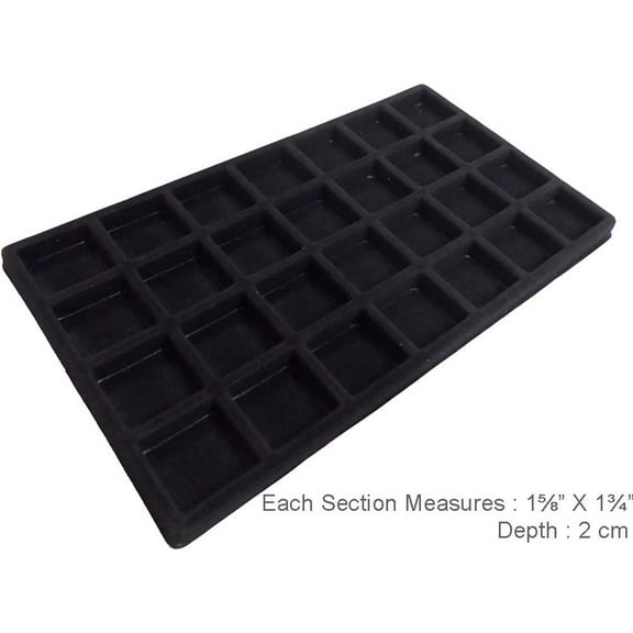 JEWEL TOOL (2 Pack) Black Plastic Tray Insert | 28 Compartments | 13.75" x 8.5" (35 cm x 22 cm)