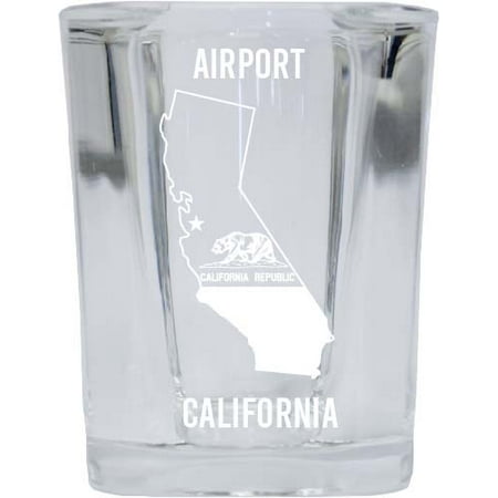 

Airport California Laser Etched Souvenir 2 Ounce Square Shot Glass State Flag Design