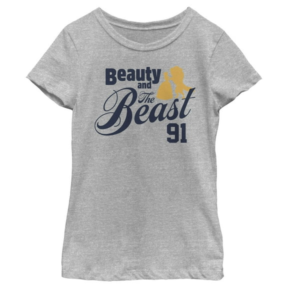Girl's Beauty and the Beast Dance Silhouette Graphic Tee Athletic Heather Small
