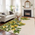 thumbnail image 2 of Non-Slip Rug Pad Rugs Summer Spring Watercolor Lemon Rectangle Area Rugs 5x7Ft Soft Carpet Pads for Living Room Kids Room, Fruit Green Leaves on Linen, 2 of 9