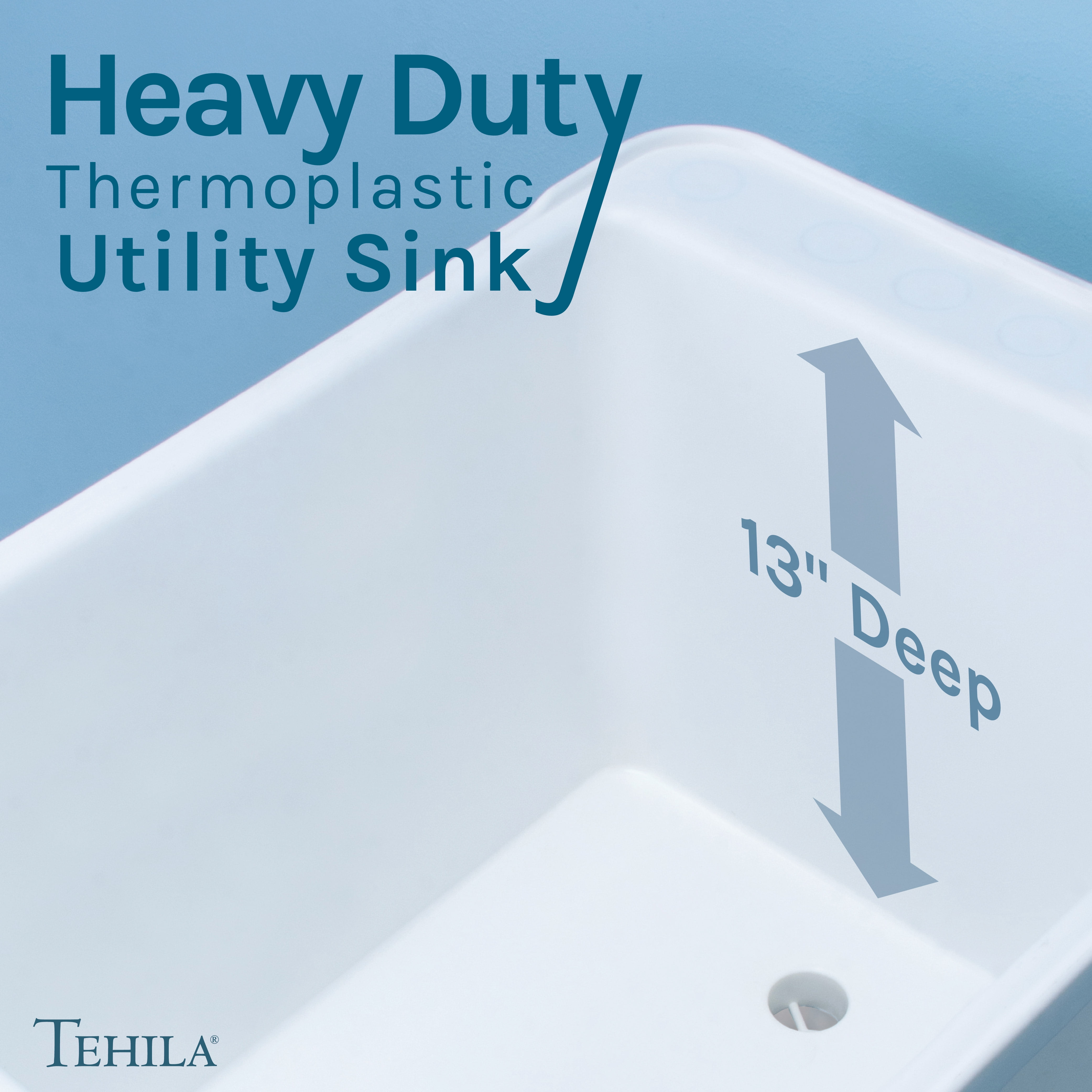 TEHILA Space Saver 16 Gallon White Utility Sink with Stainless Finish Pull-Down Faucet with Pause Mode