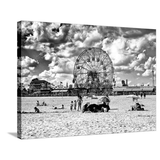 Vintage Beach Black And White Photography Wonder Wheel Coney Island Brooklyn New York Us Gallery Wrapped Canvas Print Wall Art By Philippe Hugonnard Walmart Com Walmart Com