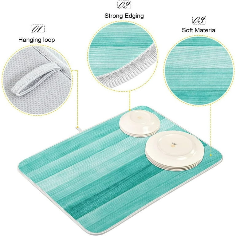 Floral Dish Drying Mats for Kitchen Counter Large Drying Mat for Dishes  Microfiber Dish Rack Mat Kitchen Decor Spring Summer Flower Drainer Pad