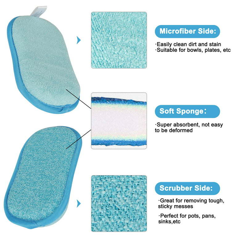 Microfiber Scrubbing Sponge – Multi-Pack Dual-Action Antibacterial