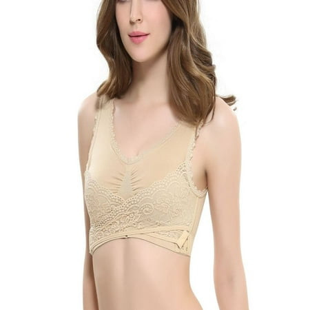 

Women Solid Color New Cross Side Buckle Without Rims Gathered Sports Underwear Sleep Bra