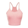 thumbnail image 2 of Ahuyic Womens Sports Bra,Summer Plus Size Bra,Womens Crop Solid Washed Seamless Rib-Knit Camisole Crop Tank Drying Bra Sports Bra,Pink,L, 2 of 3