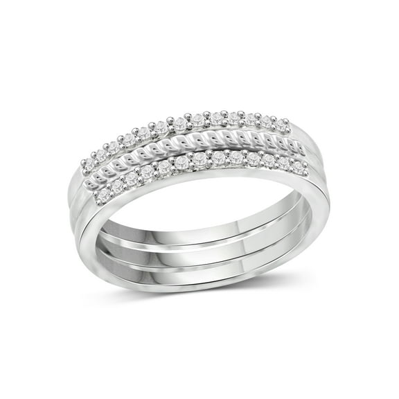 JewelersClub Women’s Stacking Rings Sets – 1/5 Carat White Diamond Stackable Rings for Women Sterling Silver – Elegant .925 Sterling Silver Rings Trio – Layered Ring Stack Ring Set for Women