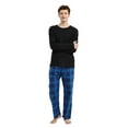 thumbnail image 5 of GLOBAL Men's Flannel Pant and Long-Sleeve T-Shirt Pajama Set 100% Cotton Blue Plaid S, 5 of 6