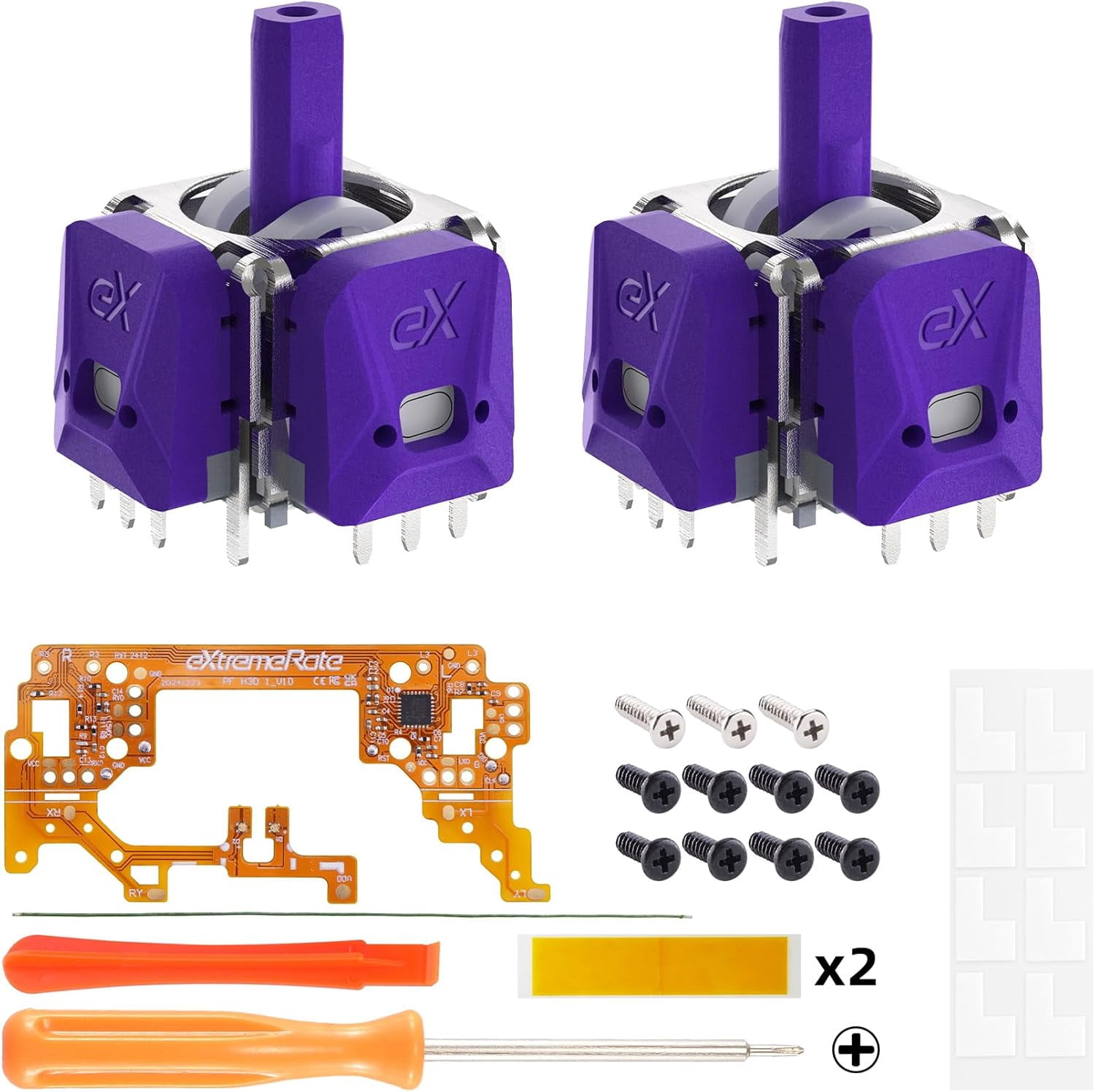 eXtremeRate Hall Effect Joysticks for PS5 - Calibratable Anti-Drift Kit w/ 120gf Sensors (Purple)