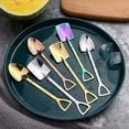 thumbnail image 5 of Dessert Spoons Mini 1pc Stainless Steel Shovel Spoon Coffee Tea Kitchen Gadget And Accessories Silver Gold Color Dessert Spoon Soup Spoon Spoons (Color : Gold 2), 5 of 5