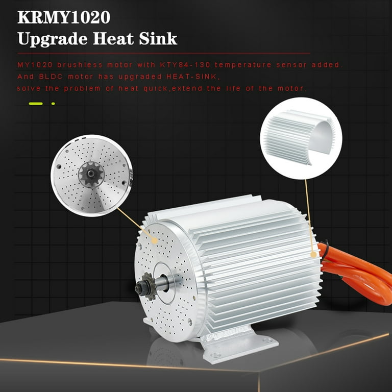 Kunray 72V 3000W Brushless Motor 6700RPM, 45A Electric Scooter Motor 72V DC, Electric Motor with KTY84-130 Temp Sensing for Dirt Bike  Go Kart