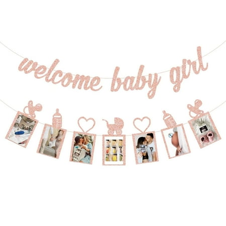 

Baby Shower Decorations for Girl - Welcome Baby Girl Banner and Baby Shower Photo Banner for baby gi