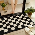 thumbnail image 4 of JML Non-Slip MicrofiberFabric & Rubber Doormat - Soft Entryway Rug for Home/Office (16"x24") - Easy Clean Door Mat for Indoor/Outdoor Use, Black And White Checkerboard, 4 of 6