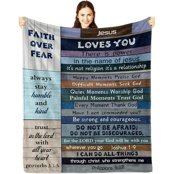 Christian Gifts for Women Faith Blanket 50"x60"- Best Gifts for Christian Women/Men - Inspirational Gifts for Women - Religious Gifts for Women/Men - Funny Christian Birthday Throw Blanket