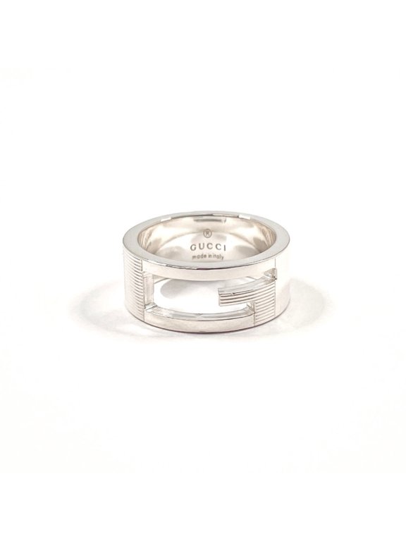 Pre-Owned GUCCI Branded Cutout G Ring, Sterling Silver 925, Size 11, Silver, Women's
