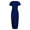 thumbnail image 2 of UTTOASFAY Womens Maternity Dresses Summer Round Short Sleeve Solid Color Split fork Maternity Dress Fashion Skirt Blue M, 2 of 5