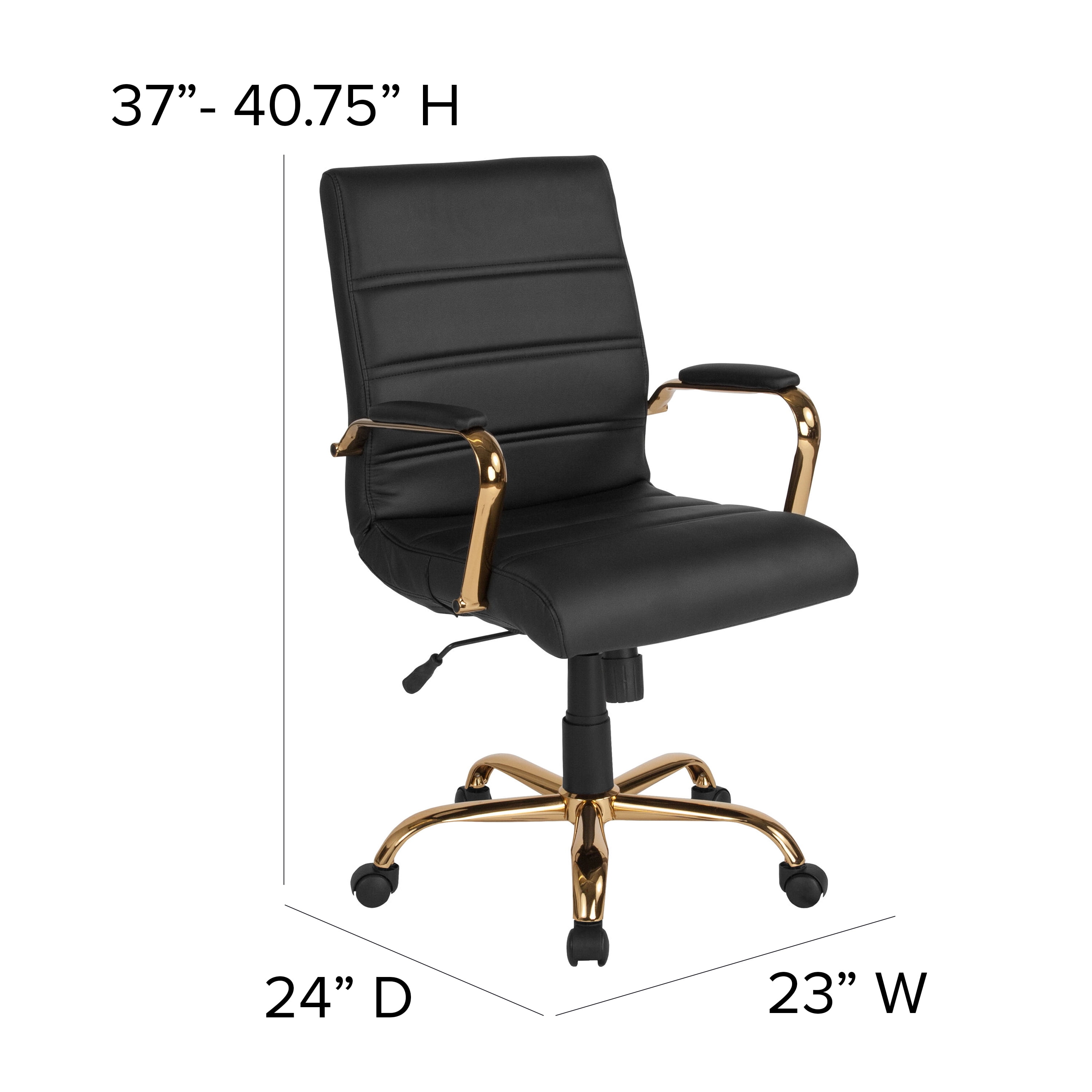 Flash Furniture Mid Back Black Leathersoft Executive Swivel Office Chair With Rose Gold Frame And Arms Walmartcom Walmartcom