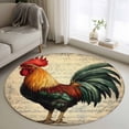 thumbnail image 3 of 4ft Washable Round Rug, Retro Rooster Non-Slip Circle Area Rug for Living Room Bedroom, Watercolor Music Score Animal Indoor Floor Mat for Home Decor, 3 of 9