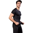 thumbnail image 4 of Active Men's Compression Short Sleeve Athletic T-Shirt with Moisture-Wicking Stretch Fabric for Training and Workouts - XX Large, Black, 4 of 7