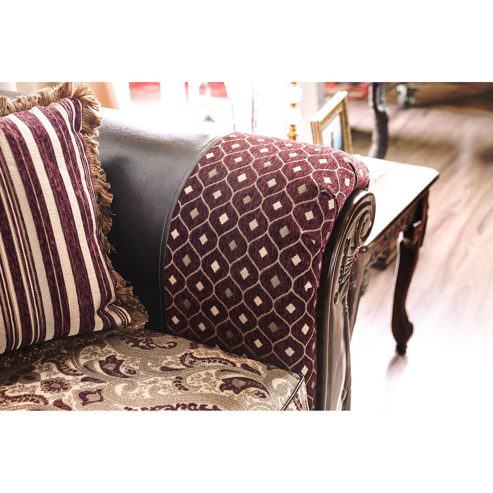 Traditional Wood Loveseat in Brown SM6415 Quirino by Furniture of America - image 3 of 5